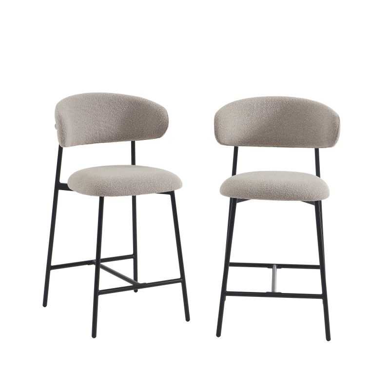 Lot de 2 tabourets GALLY tissu grège