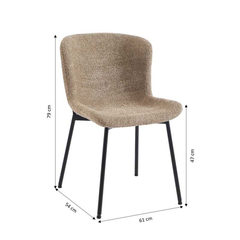 Lot de 2 chaises GIJA tissu marron glacé