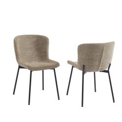 Lot de 2 chaises GIJA tissu marron glacé