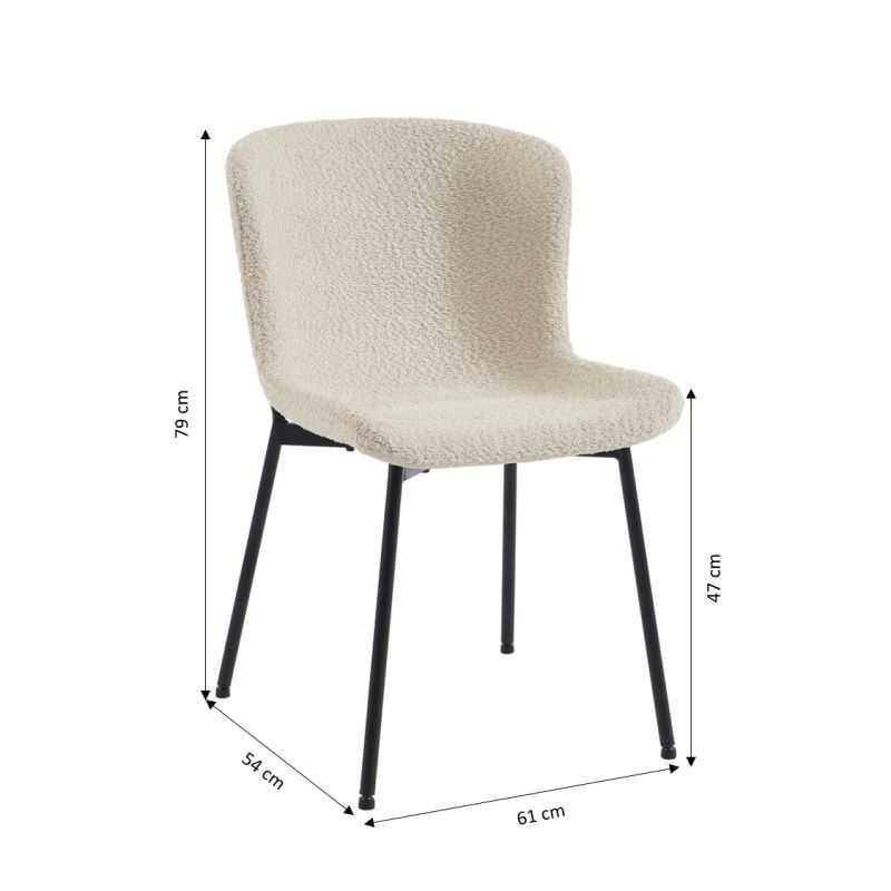 Lot de 2 chaises GIJA tissu beige pieds métal noir