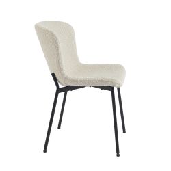 Lot de 2 chaises GIJA tissu beige pieds métal noir