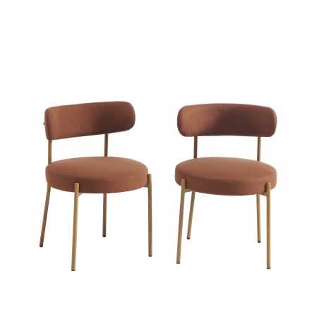 Lot de 2 chaises NOA tissu terracotta pieds métal finition bois