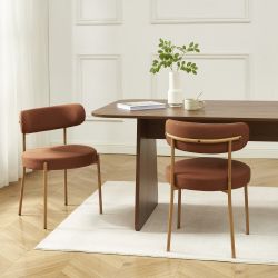 Lot de 2 chaises NOA tissu terracotta pieds métal finition bois