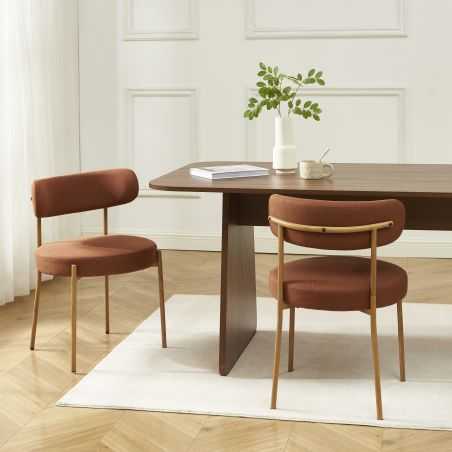 Lot de 2 chaises NOA tissu terracotta pieds métal finition bois