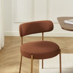 Lot de 2 chaises NOA tissu terracotta pieds métal finition bois