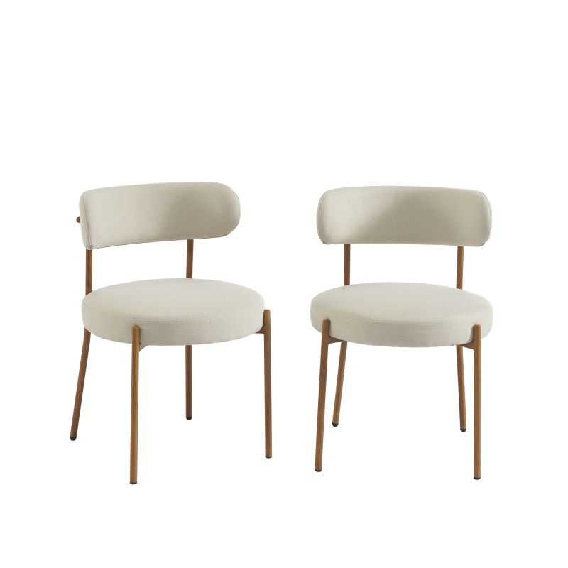 Lot de 2 chaises NOA tissu beige pieds métal finition bois