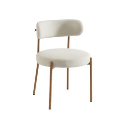 Lot de 2 chaises NOA tissu beige pieds métal finition bois