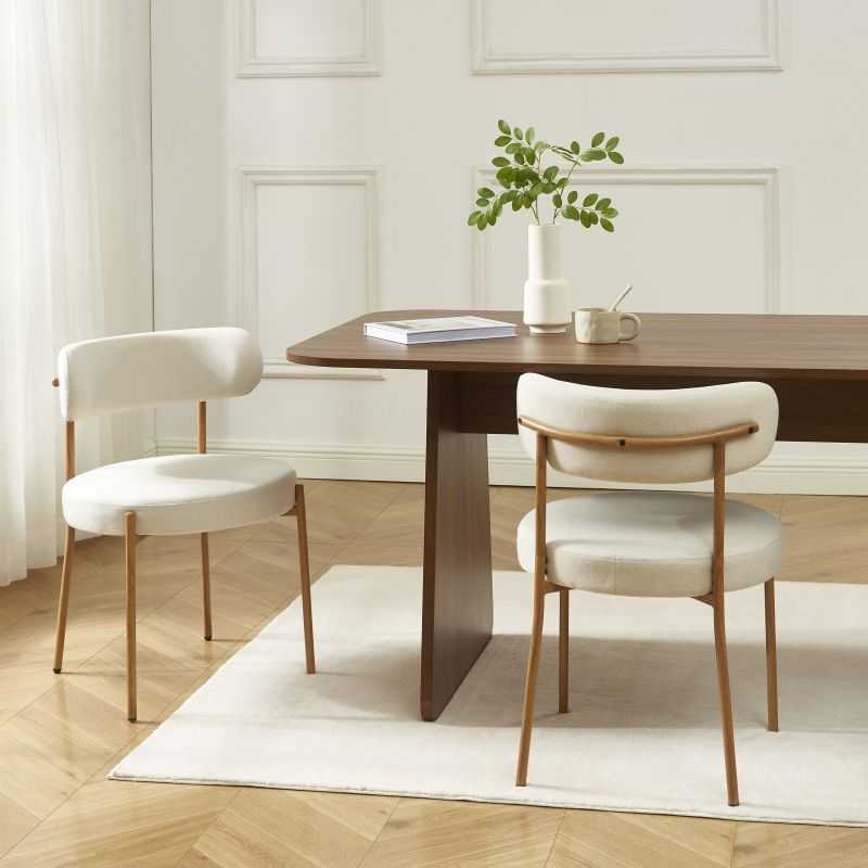 Lot de 2 chaises NOA tissu beige pieds métal finition bois