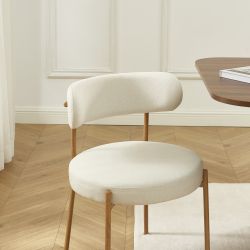 Lot de 2 chaises NOA tissu beige pieds métal finition bois