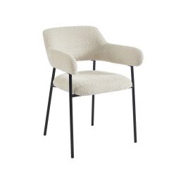 Lot de 2 fauteuils repas IVAN tissu beige pieds métal noir