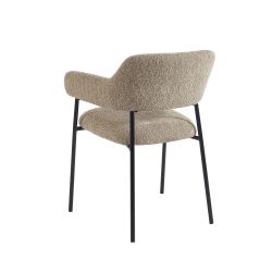 Lot de 2 fauteuils repas IVAN tissu marron glacé pieds métal noir
