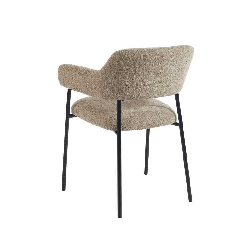 Lot de 2 fauteuils repas IVAN tissu marron glacé pieds métal noir