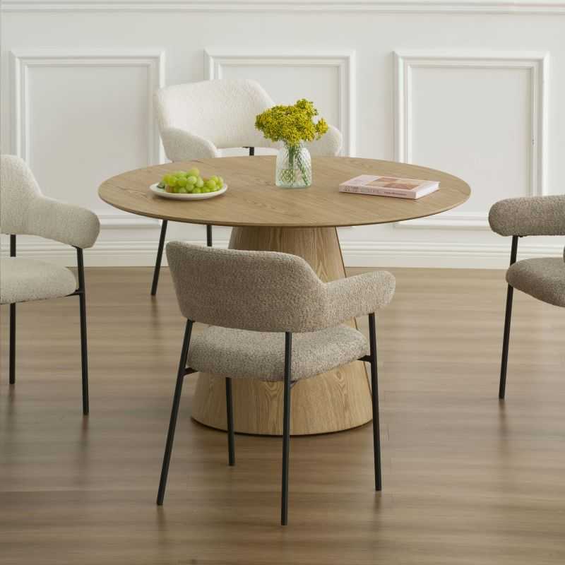 Lot de 2 fauteuils repas IVAN tissu marron glacé pieds métal noir