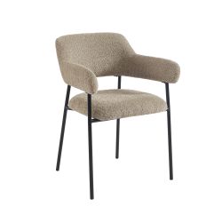Lot de 2 fauteuils repas IVAN tissu marron glacé pieds métal noir