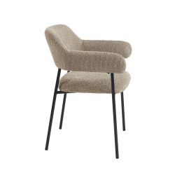 Lot de 2 fauteuils repas IVAN tissu marron glacé pieds métal noir