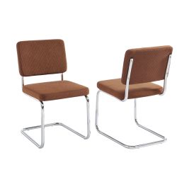 Lot de 2 chaises JACK velours côtelé terracotta pieds métal chromé