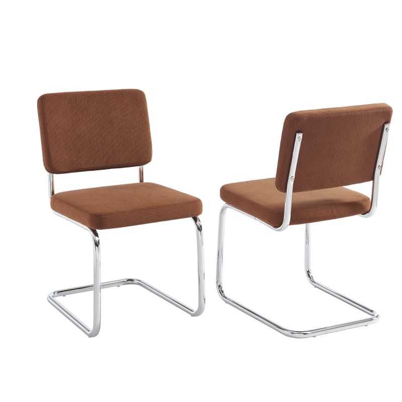 Lot de 2 chaises JACK velours côtelé terracotta pieds métal chromé