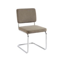 Lot de 2 chaises JACK velours côtelé grège pieds métal chromé