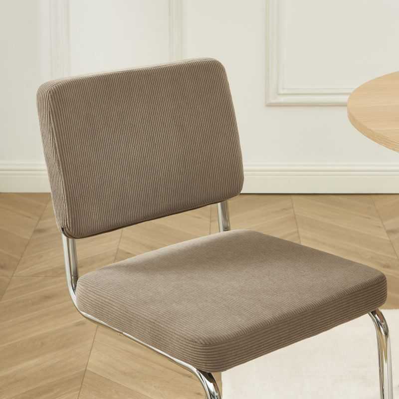 Lot de 2 chaises JACK velours côtelé grège pieds métal chromé