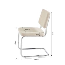 Lot de 2 chaises JACK velours côtelé écru pieds métal chromé
