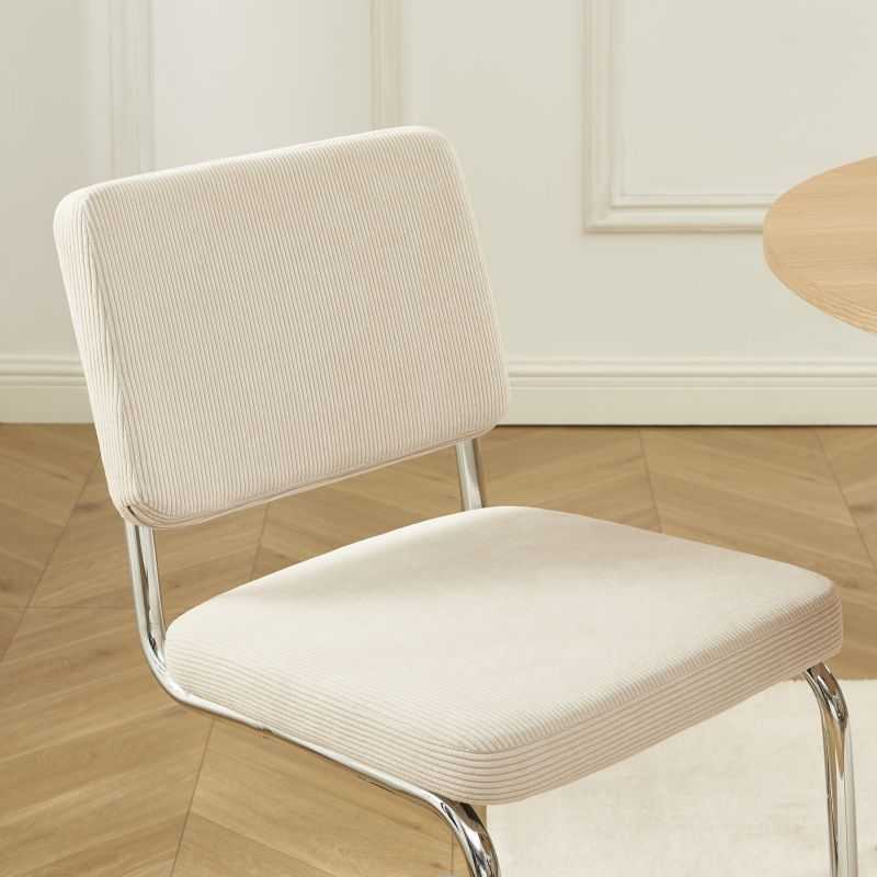 Lot de 2 chaises JACK velours côtelé écru pieds métal chromé