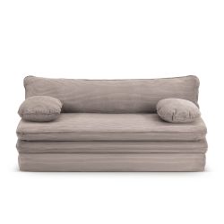 Banquette convertible NOMA 3 places velours côtelé grège