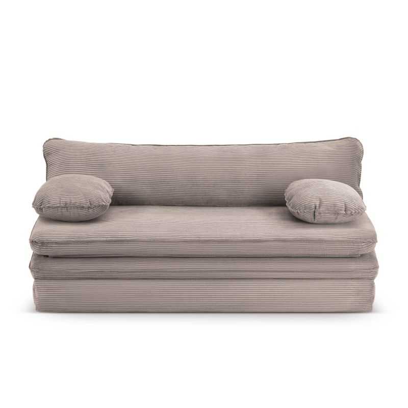 Banquette convertible NOMA 3 places velours côtelé grège