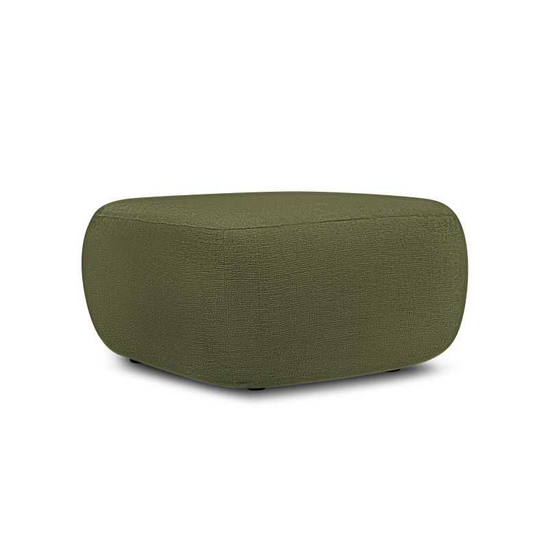 Pouf CARLOTTA tissu chenille vert kaki