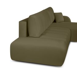 Canapé d'angle droit convertible BELEM 4/5 places tissu chenille vert