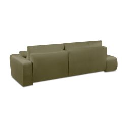 Canapé d'angle droit convertible BELEM 4/5 places tissu chenille vert