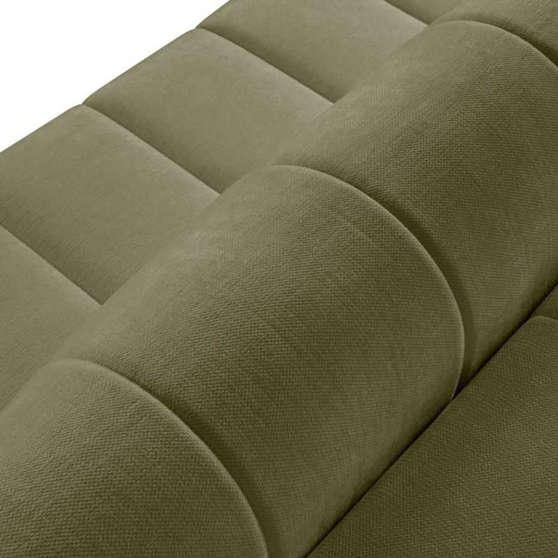 Canapé d'angle droit convertible BELEM 4/5 places tissu chenille vert