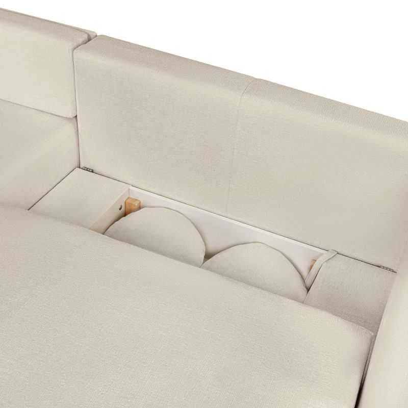 Canapé d'angle gauche convertible CARLOTTA 4 places tissu bouclette grège