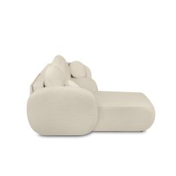 Canapé d'angle gauche convertible CARLOTTA 4 places tissu bouclette grège