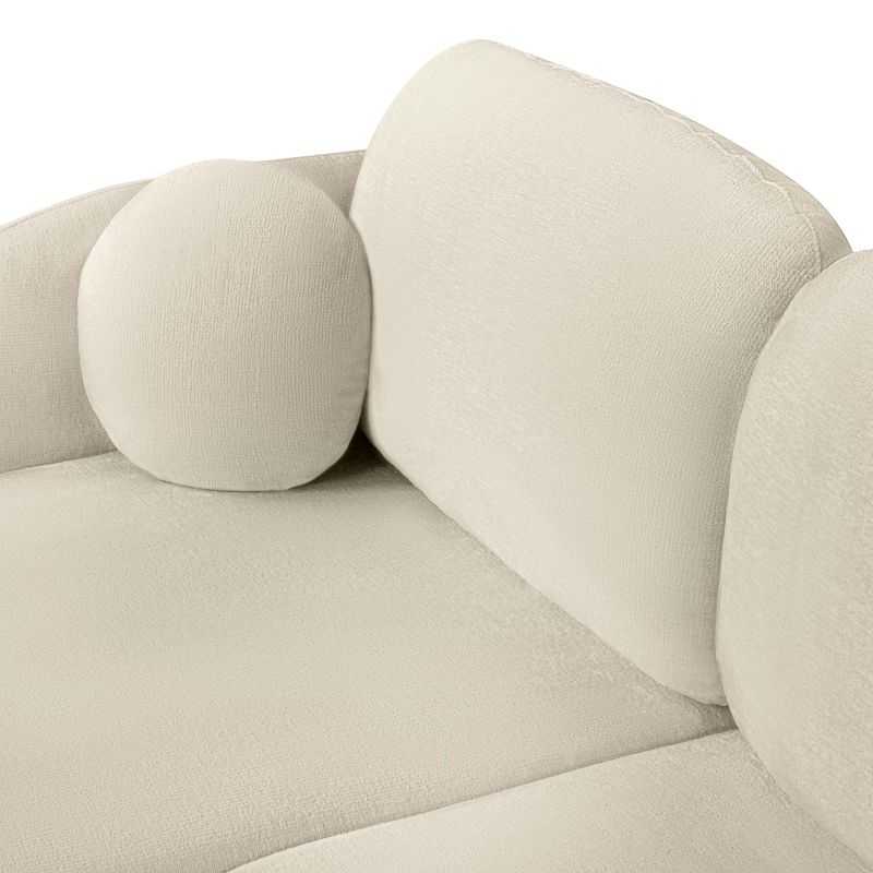 Canapé d'angle gauche convertible CARLOTTA 4 places tissu bouclette grège