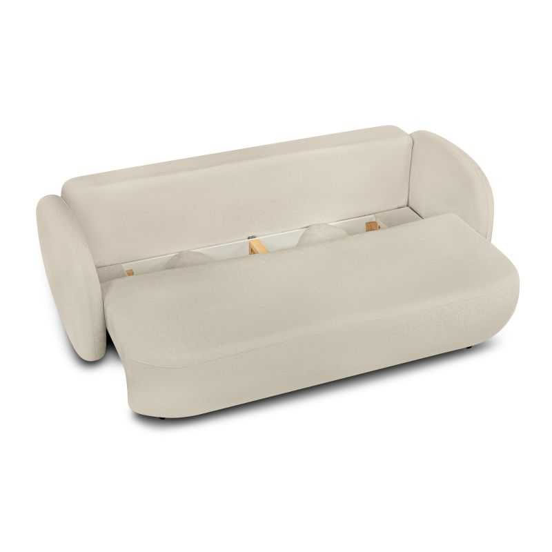 Canapé droit convertible CARLOTTA 3 places tissu bouclette grège