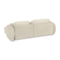 Canapé d'angle droit convertible CARLOTTA 4 places tissu bouclette grège