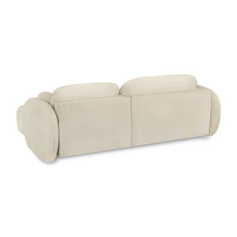 Canapé d'angle droit convertible CARLOTTA 4 places tissu bouclette grège