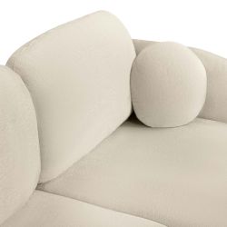 Canapé d'angle droit convertible CARLOTTA 4 places tissu bouclette grège