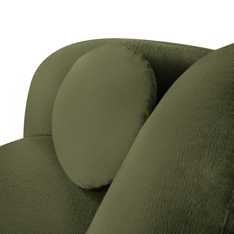 Canapé droit convertible CARLOTTA 3 places tissu chenille vert kaki