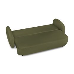 Canapé droit convertible CARLOTTA 3 places tissu chenille vert kaki