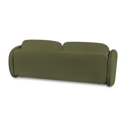 Canapé droit convertible CARLOTTA 3 places tissu chenille vert kaki