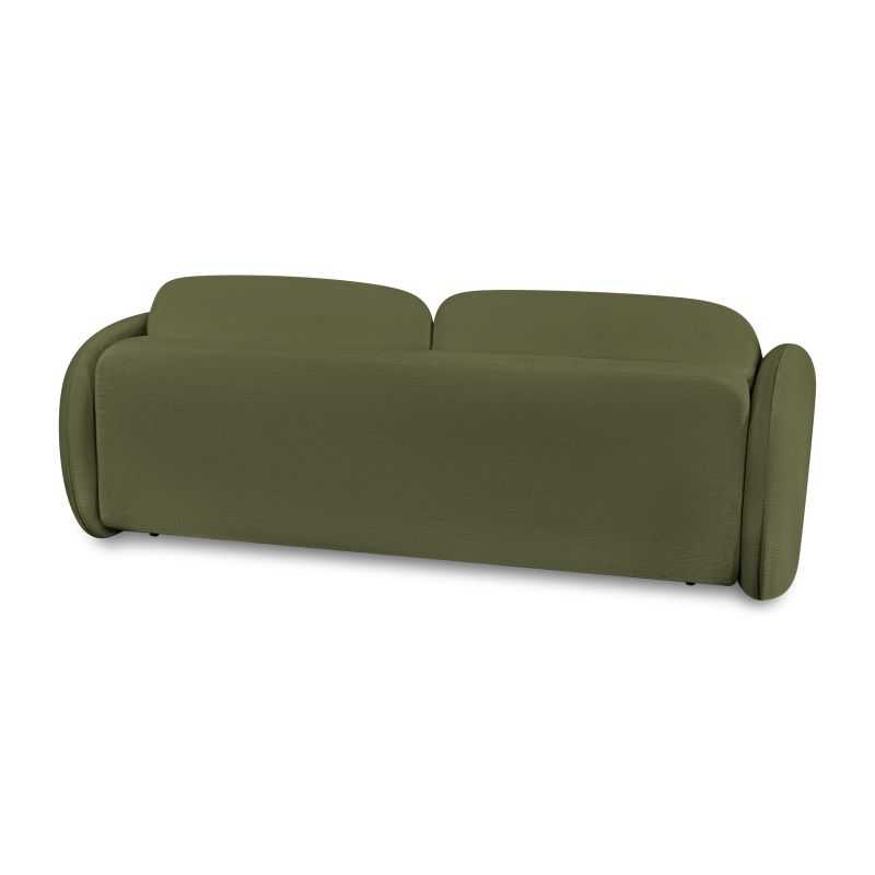 Canapé droit convertible CARLOTTA 3 places tissu chenille vert kaki