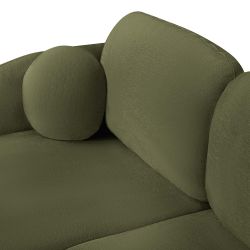 Canapé d'angle gauche convertible CARLOTTA 4 places tissu chenille vert kaki