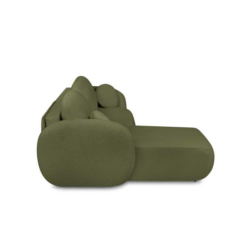 Canapé d'angle gauche convertible CARLOTTA 4 places tissu chenille vert kaki