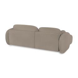 Canapé d'angle gauche convertible CARLOTTA 4 places tissu bouclette taupe