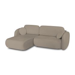 Canapé d'angle gauche convertible CARLOTTA 4 places tissu bouclette taupe