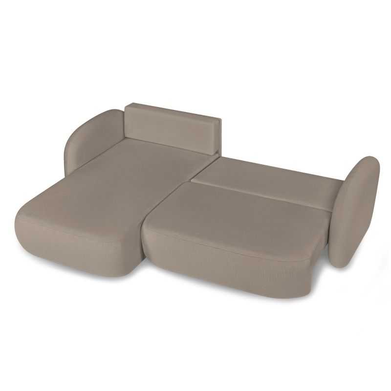 Canapé d'angle gauche convertible CARLOTTA 4 places tissu bouclette taupe
