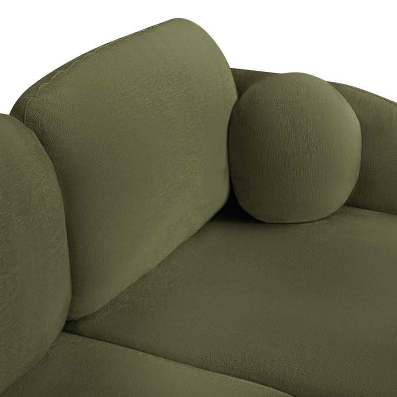 Canapé d'angle droit convertible CARLOTTA 4 places tissu chenille vert kaki