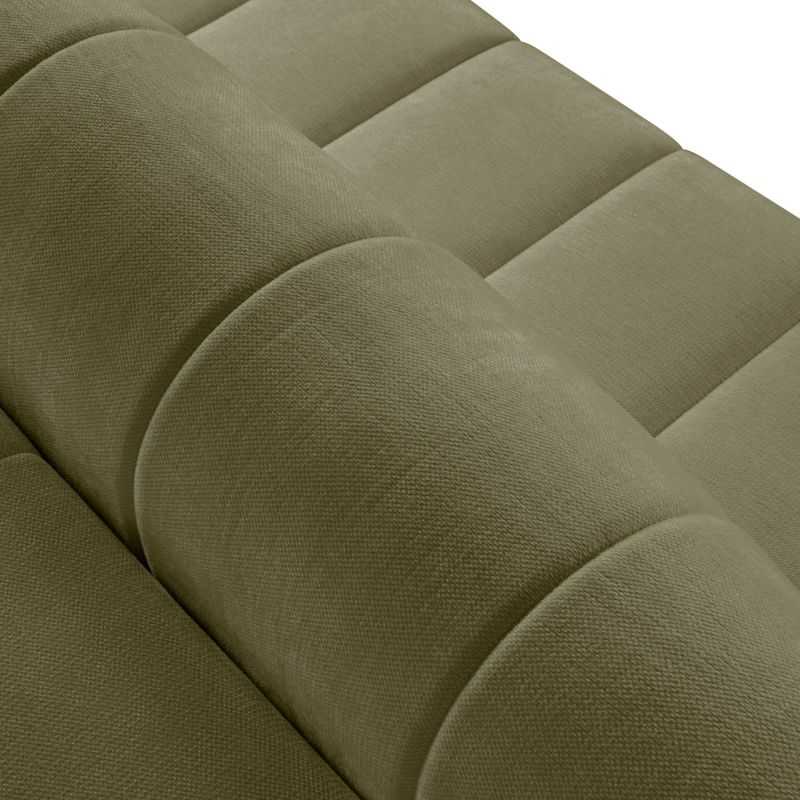 Canapé d'angle gauche convertible BELEM 4/5 places tissu chenille vert kaki