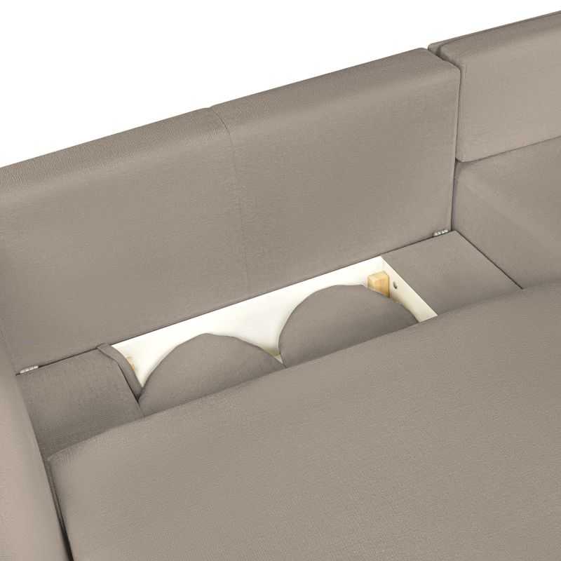 Canapé d'angle droit convertible CARLOTTA 4 places tissu bouclette taupe